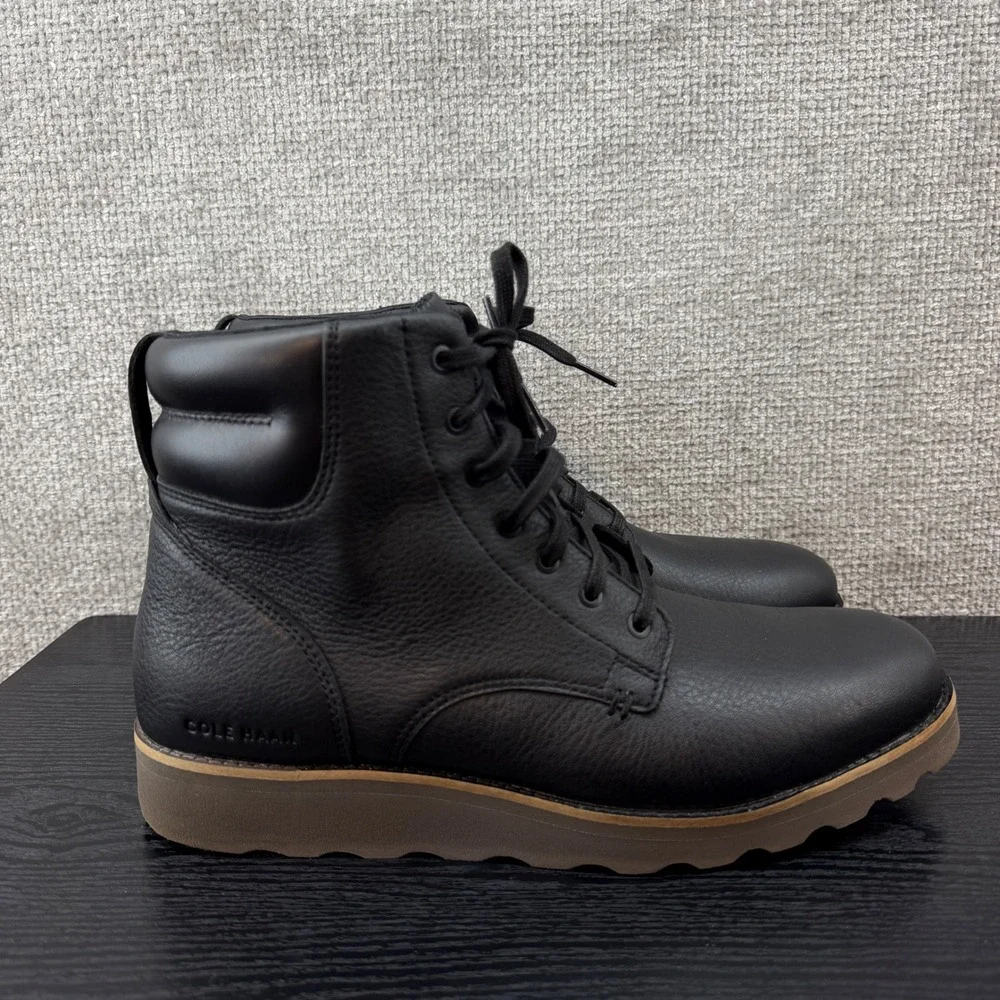 Cole Haan Grand Woodbury Men's 10.5 Waterproof Hiking Boots Black Leather C39293